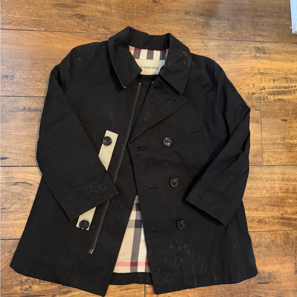 Authentic Burberry Black Double-Breasted Trench Coat
